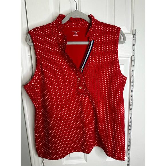 Lands End POLKADOT Red XL P Sleeveless top - Picture 2 of 7